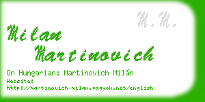 milan martinovich business card